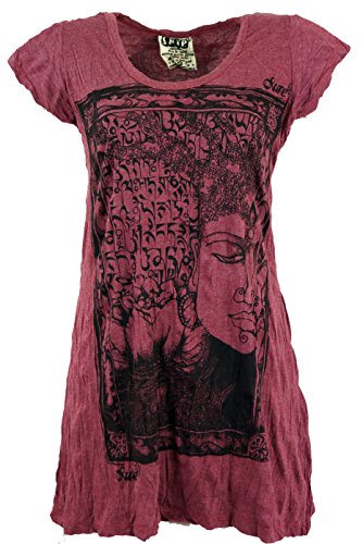 GURU SHOP Sure Long Shirt, Minikleid Mantra, Bordeaux, Baumwolle, Size:S (36) von GURU SHOP