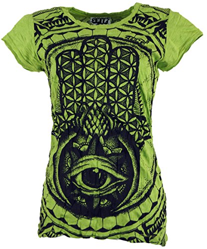 GURU SHOP Sure T-Shirt Fatimas Hand, Lemon, Baumwolle, Size:L (40) von GURU SHOP