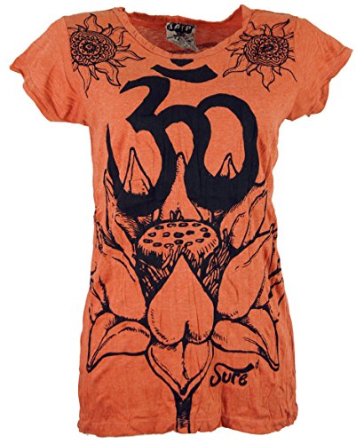 GURU SHOP Sure T-Shirt Lotus - Om, Rostorange, Baumwolle, Size:S (36) von GURU SHOP