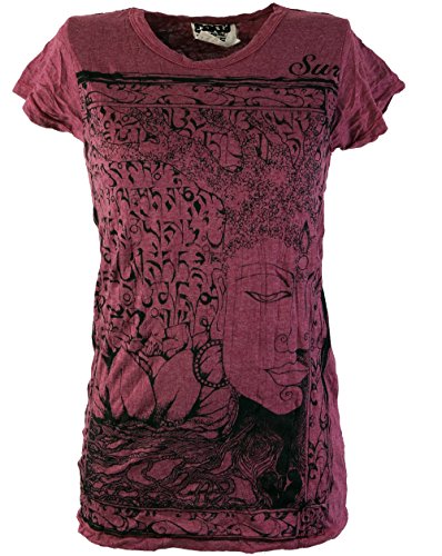 GURU SHOP Sure T-Shirt Mantra, Bordeaux, Baumwolle, Size:S (36) von GURU SHOP