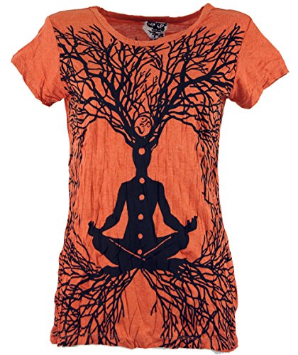 GURU SHOP Sure T-Shirt Meditation Chakra, Rostorange, Baumwolle, Size:S (36) von GURU SHOP