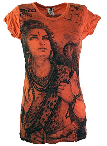 GURU SHOP Sure T-Shirt Shiva, Orange, Baumwolle, Size:S (36) von GURU SHOP