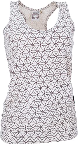 GURU SHOP Tanktop, Flower of Life Yoga Top aus Bio-Baumwolle, Sand, Size:S (36) von GURU SHOP