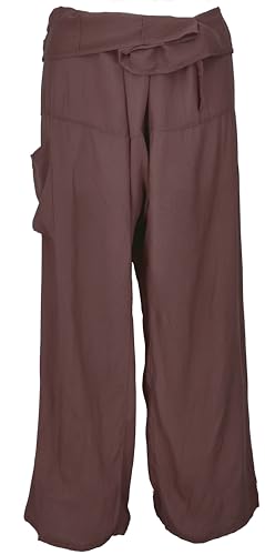 GURU SHOP Thai Fischerhose aus Viskose, Fisherman Pants, Wickelhose, Yogahose, Herren/Damen, Dunkelbraun, Synthetisch, Size:One Size von GURU SHOP