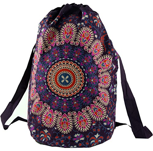 GURU SHOP Turnbeutel Rucksack, Indischer Mandala Schulterbeutel, Turnbeutel - Violett, Herren/Damen, Baumwolle, Size:One Size, 50x40x30 cm, Ausgefallene Stofftasche von GURU SHOP