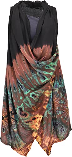 GURU SHOP Unikat Batik Cardigan, Westen Tunika, Sommertunika, Maxitunika, Damen, Schwarz/braun, Synthetisch, Size:42 von GURU SHOP