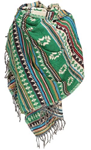 GURU SHOP Weicher Pashmina Schal/Stola, Schultertuch, Herren/Damen, Maya Muster Tannengrün, Synthetisch, Size:One Size, 200x60 cm von GURU SHOP