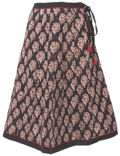 GURU SHOP Weit Schwingender Sommerrock - Schwarz, Damen, Baumwolle von GURU SHOP