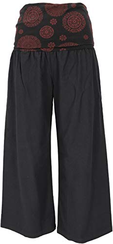 GURU SHOP Weite, Wellnesshose, Yogahose, Hose mit Breitem Bund, Schwarz, Baumwolle, Size:M (38) von GURU SHOP