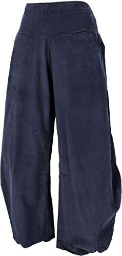 GURU SHOP Weite Cord Pluderhose, Feincord Hose, Nachtblau, Baumwolle, Size:M (38) von GURU SHOP