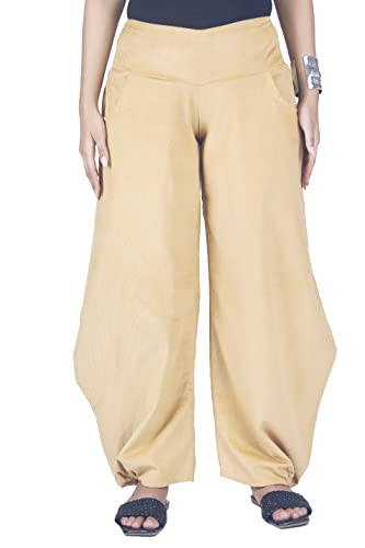 GURU SHOP Weite Cord Pluderhose, Feincord Hose, Sand, Baumwolle, Size:M (38) von GURU SHOP