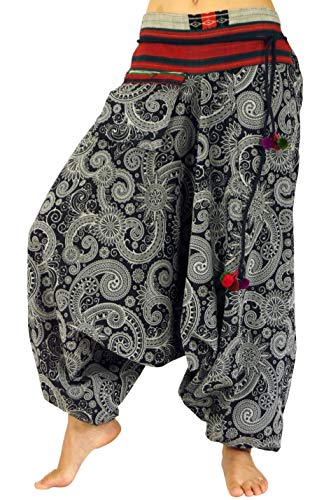 GURU SHOP Weite Haremshose mit Breitem Webbund, Kordelband - Schwarz, Damen, Synthetisch, Size:38 von GURU SHOP