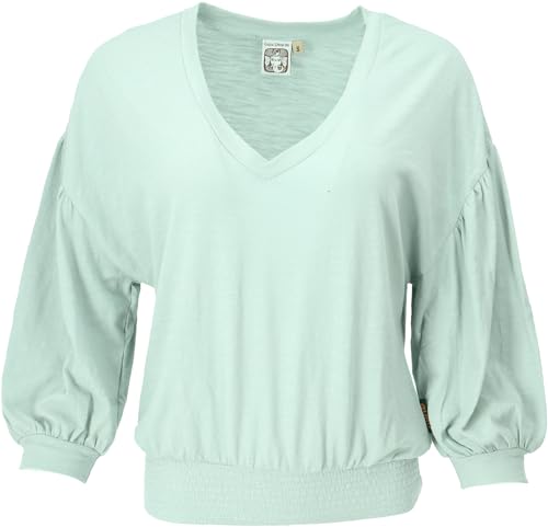 GURU SHOP Weites Basicshirt aus Bio-Baumwolle mit Pluderärmeln - Mint, Grün, Size:XL (42) von GURU SHOP