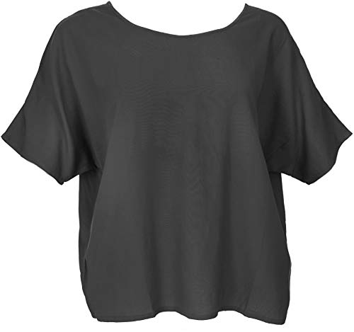 GURU SHOP Weites Blusentop mit Fledermausärmeln, Maxibluse, Damen, Schwarz, Synthetisch, Size:40 von GURU SHOP