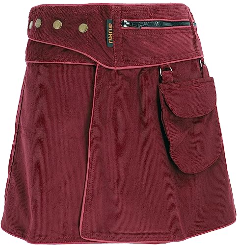 GURU SHOP Wickelrock, Cord Minirock, Weinrot, Baumwolle, Size:L/XL (42) von GURU SHOP