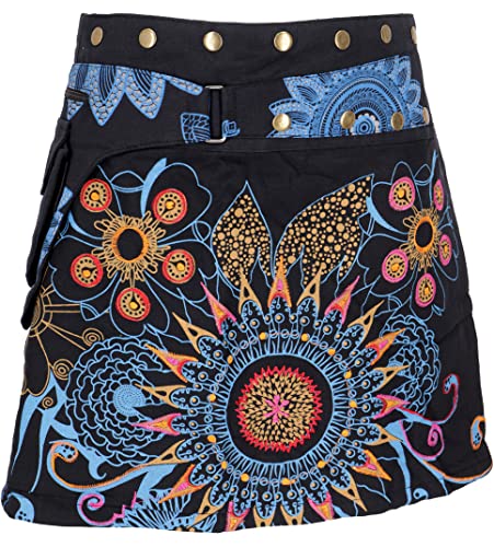 GURU SHOP Wickelrock, Kurzer Goa Rock, Cacheur, Minirock, Damen, Schwarz/blau, Baumwolle, Size:40 von GURU SHOP