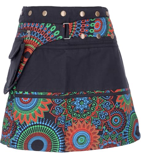 GURU SHOP Wickelrock, Kurzer Rock, Cacheur, Boho Patchworkrock - Schwarz/orange, Damen, Baumwolle GURU SHOP Wickelrock, Kurzer Rock, Cacheur, Boho Patchworkrock - Schwarz/orange, Damen, Baumwolle von GURU SHOP