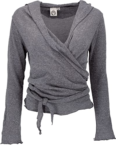 GURU SHOP Wickelshirt, Baumwollstrick Pullover, Wickeljacke, Granitgrau, Baumwolle, Size:L (40) von GURU SHOP