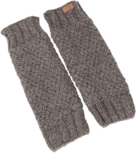 GURU SHOP Wollstulpen mit Perlmuster, Strickstulpen aus Nepal, Beinstulpen, Herren/Damen, Grau, Wolle, Size:One Size, 37x12 cm von GURU SHOP