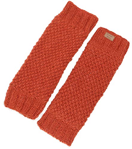 GURU SHOP Wollstulpen mit Perlmuster, Strickstulpen aus Nepal, Beinstulpen, Herren/Damen, Rostorange, Wolle, Size:One Size, 37x12 cm von GURU SHOP