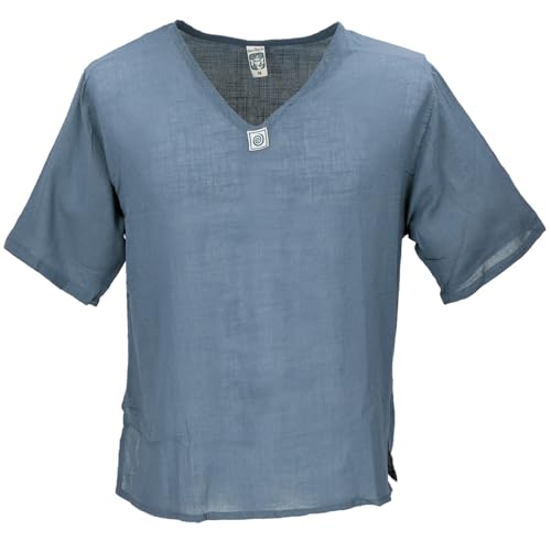 GURU SHOP Yoga Hemd, Alternatives Baumwollhemd, Leichtes Freizeithemd, Kurzarm Schlupfhemd - Blau, Herren, Baumwolle, Size:L GURU SHOP Yoga Hemd, Alternatives Baumwollhemd, Leichtes Freizeithemd, Kurzarm Schlupfhemd - Blau, Herren, Baumwolle, Size:L von GURU SHOP