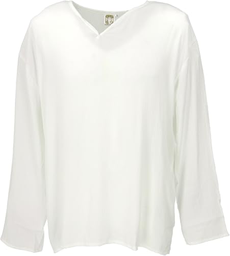 GURU SHOP Yoga Hemd, Goa Hemd, Freizeithemd - Weiß, Herren, Synthetisch, Size:XL von GURU SHOP