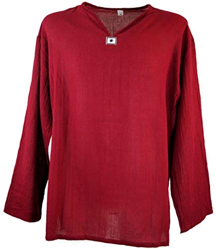 GURU SHOP Yoga Hemd, Goa Hemd, Leichtes Freizeithemd, Schlupfhemd, Bordeaux, Baumwolle, Size:M von GURU SHOP