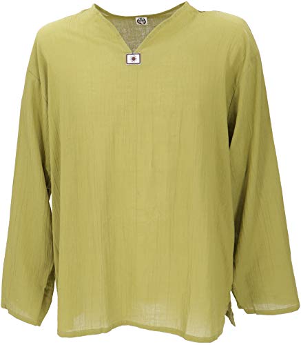 GURU SHOP Yoga Hemd, Goa Hemd, Leichtes Freizeithemd, Schlupfhemd, Lemon, Baumwolle, Size:L von GURU SHOP