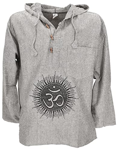 GURU SHOP Yoga Hemd, Goa Hemd Om, Sweatshirt, Grau, Baumwolle, Size:M von GURU SHOP