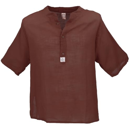 GURU SHOP Yoga Hemd, Lässiges Baumwollhemd mit Stehkragen, Leichtes Freizeithemd, Kurzarm Schlupfhemd - Braun, Herren, Baumwolle, Size:XXL GURU SHOP Yoga Hemd, Lässiges Baumwollhemd mit Stehkragen, Leichtes Freizeithemd, Kurzarm Schlupfhemd - Braun, Herren, Baumwolle, Size:XXL von GURU SHOP