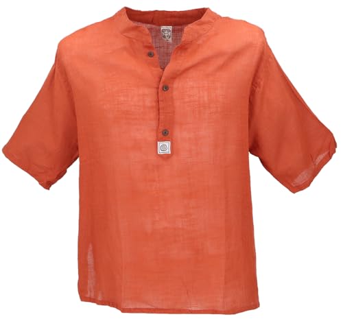GURU SHOP Yoga Hemd, Lässiges Baumwollhemd mit Stehkragen, Leichtes Freizeithemd, Kurzarm Schlupfhemd - Rostorange, Herren, Baumwolle, Size:XXL GURU SHOP Yoga Hemd, Lässiges Baumwollhemd mit Stehkragen, Leichtes Freizeithemd, Kurzarm Schlupfhemd - Rostorange, Herren, Baumwolle, Size:XXL von GURU SHOP