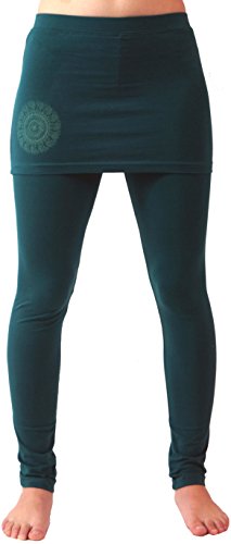 GURU SHOP Yoga-Hose, Leggings mit Minirock Bio BW Yogi, Emerald, Baumwolle, Size:XXL (44) von GURU SHOP