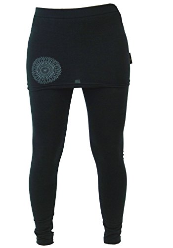 GURU SHOP Yoga-Hose, Leggings mit Minirock Bio BW Yogi, Schwarz, Baumwolle, Size:L (40) von GURU SHOP