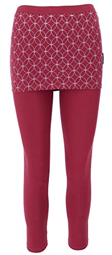 GURU SHOP Yoga-Hose, Leggings mit Minirock aus Bio-Baumwolle Flower of Life, Beere, Size:M (38) von GURU SHOP