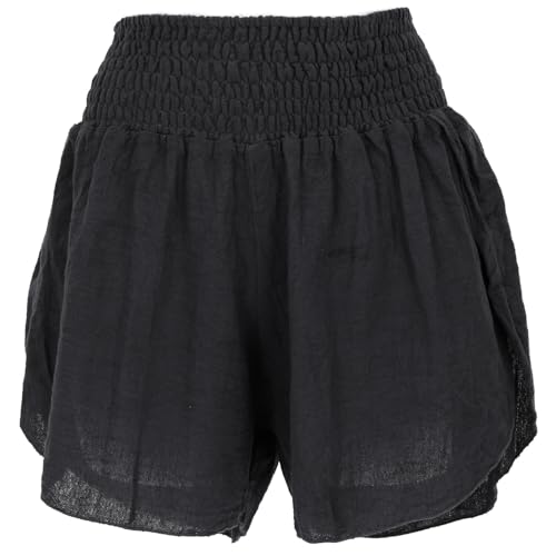 GURU SHOP Yoga Shorts Boho Chic, Kurze Hose - Schwarz, Damen, Baumwolle, Size:L von GURU SHOP