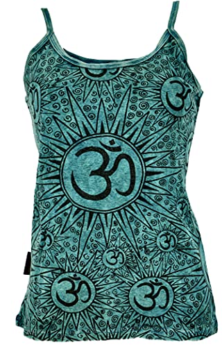 GURU SHOP Yoga Top Om, Top, Goastyle Sommertop, Petrol, Baumwolle, Size:S/M (36) von GURU SHOP