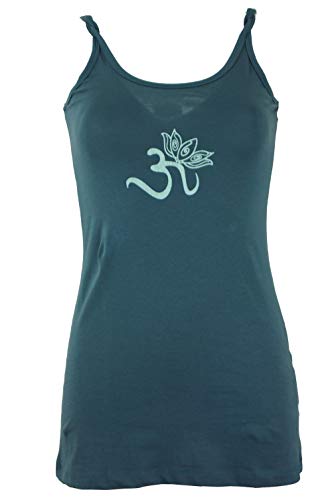 GURU SHOP Yoga-Top aus Bio-Baumwolle OM, Taubenblau, Size:S (36) von GURU SHOP