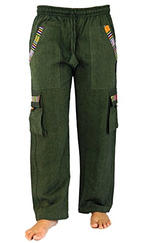 GURU SHOP Yogahose, Goa Hose im Ethnostyle, Olive, Baumwolle, Size:L (50) von GURU SHOP