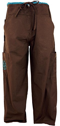 GURU SHOP Yogahose, Goa Hose mit Stickerei, Coffee, Baumwolle, Size:S (46) von GURU SHOP