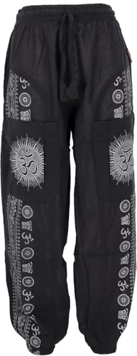 GURU SHOP Yogahose, Unisex-Baumwoll-Goa-Hose mit Druck - Schwarz, Damen, Baumwolle, Size:L GURU SHOP Yogahose, Unisex-Baumwoll-Goa-Hose mit Druck - Schwarz, Damen, Baumwolle, Size:L von GURU SHOP