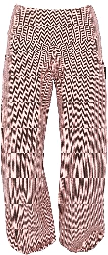 GURU SHOP Yogahose aus Bio-Baumwolle, Jacquard Herringbone Pluderhose, Rotbraun, Size:L (40) von GURU SHOP