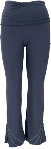 GURU SHOP Yogahose aus Bio-Baumwolle mit Overlock, Breitem Bund - Dunkelblau, Damen, Size:L von GURU SHOP