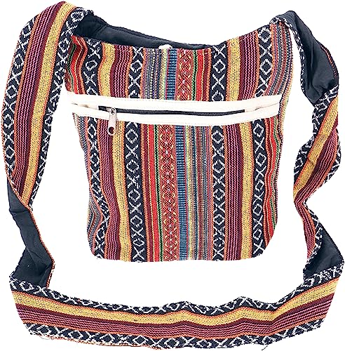 Kleiner Schulterbeutel, Boho Schultertasche, Tasche im Ethnostyle - Orange/bunt, Herren/Damen, Mehrfarbig, Baumwolle, Size:One Size, 25x25x12 cm, Alternative Umhängetasche, Handtasche aus Stoff von GURU SHOP