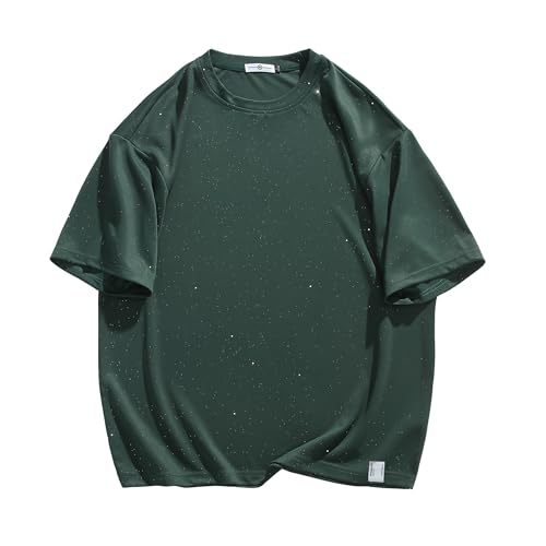 GURUNVANI Glitzerndes Herren-T-Shirt, Baggy-Stil, Rundhalsausschnitt, kurzärmelig, glitzernd, Party-Top, Grün, L GURUNVANI Glitzerndes Herren-T-Shirt, Baggy-Stil, Rundhalsausschnitt, kurzärmelig, glitzernd, Party-Top, Grün, L von GURUNVANI