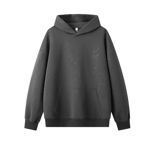 GURUNVANI Glitzerndes Kapuzen-Sweatshirt, Unisex, glitzernder Pullover, Hoodies für Herren, Club-Party, 24c5379grey, S GURUNVANI Glitzerndes Kapuzen-Sweatshirt, Unisex, glitzernder Pullover, Hoodies für Herren, Club-Party, 24c5379grey, S von GURUNVANI
