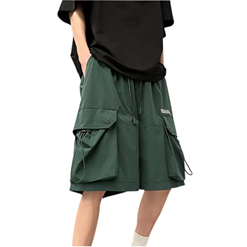 GURUNVANI Herren Cargo Shorts Große Taschen Hose Sommer Utility Arbeitsshorts, Hk23139green, Small von GURUNVANI