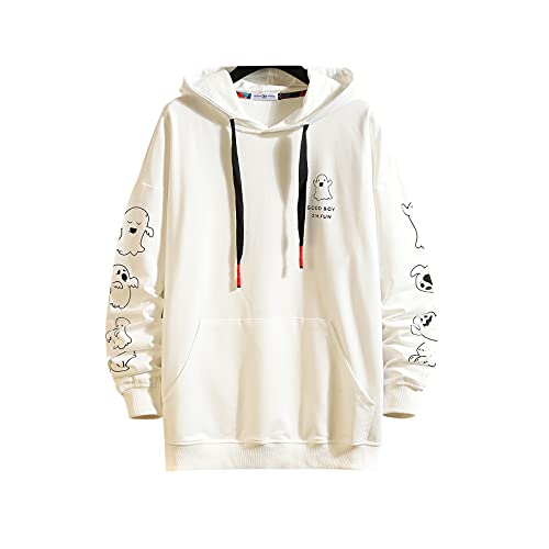 GURUNVANI Herren Graphic Hoodie Kapuzenpullover Geisterdruck, 4115 Weiß, XX-Large von GURUNVANI