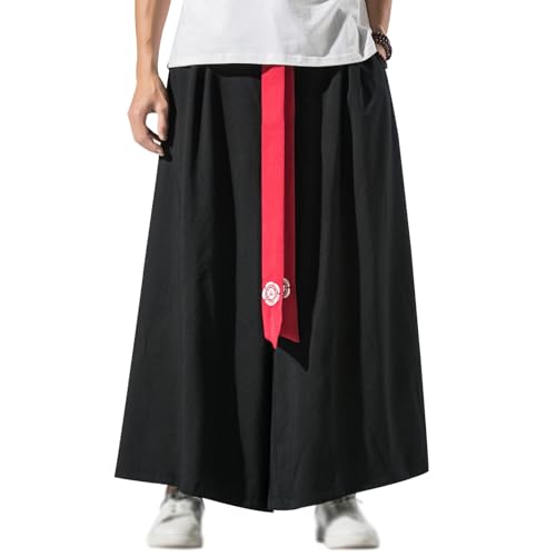 GURUNVANI Herren Hose mit weitem Bein, japanische Yogahose, Hip Hop Baggy Hose, 23k90schwarz, XL von GURUNVANI