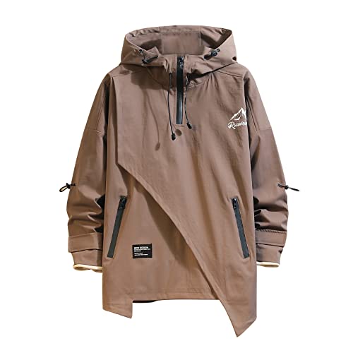 GURUNVANI Herren Kapuzenjacke Windbreaker Jacke Reißverschluss Patchwork Hoodie Anorak,JK208BROWN,Large GURUNVANI Herren Kapuzenjacke Windbreaker Jacke Reißverschluss Patchwork Hoodie Anorak,JK208BROWN,Large von GURUNVANI