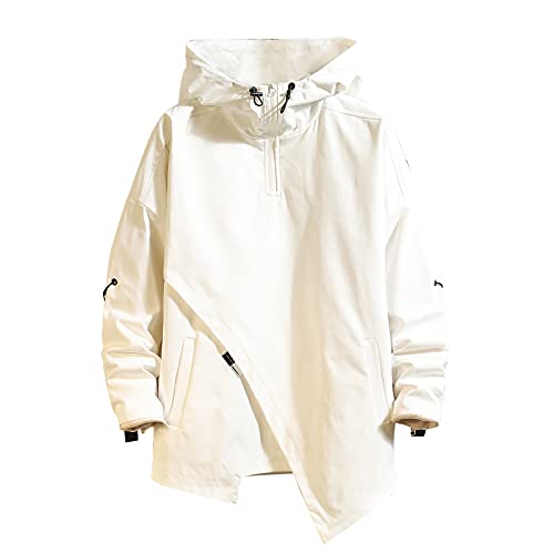 GURUNVANI Anorak Herren Kapuzenjacke Windbreaker Jacke Zip Up Patchwork Hoodie, Jk1617white, XL von GURUNVANI